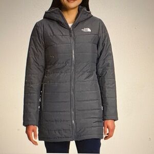 The North Face Mossbud Insulated Reversible Parka Grey Hooded Coat Jacket XL